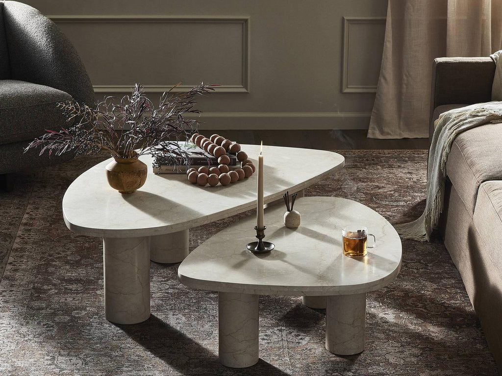 Rockwell Zion Cream Marble Nesting Coffee Table Set