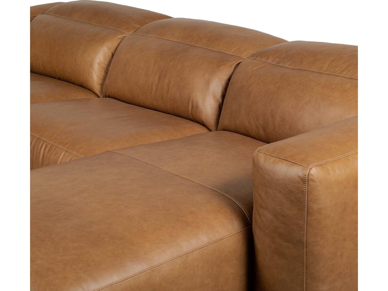 Norwood Radley 3-Piece Power Recliner Sectional Sofa with RAF Chaise in Sonoma Butterscotch Leather