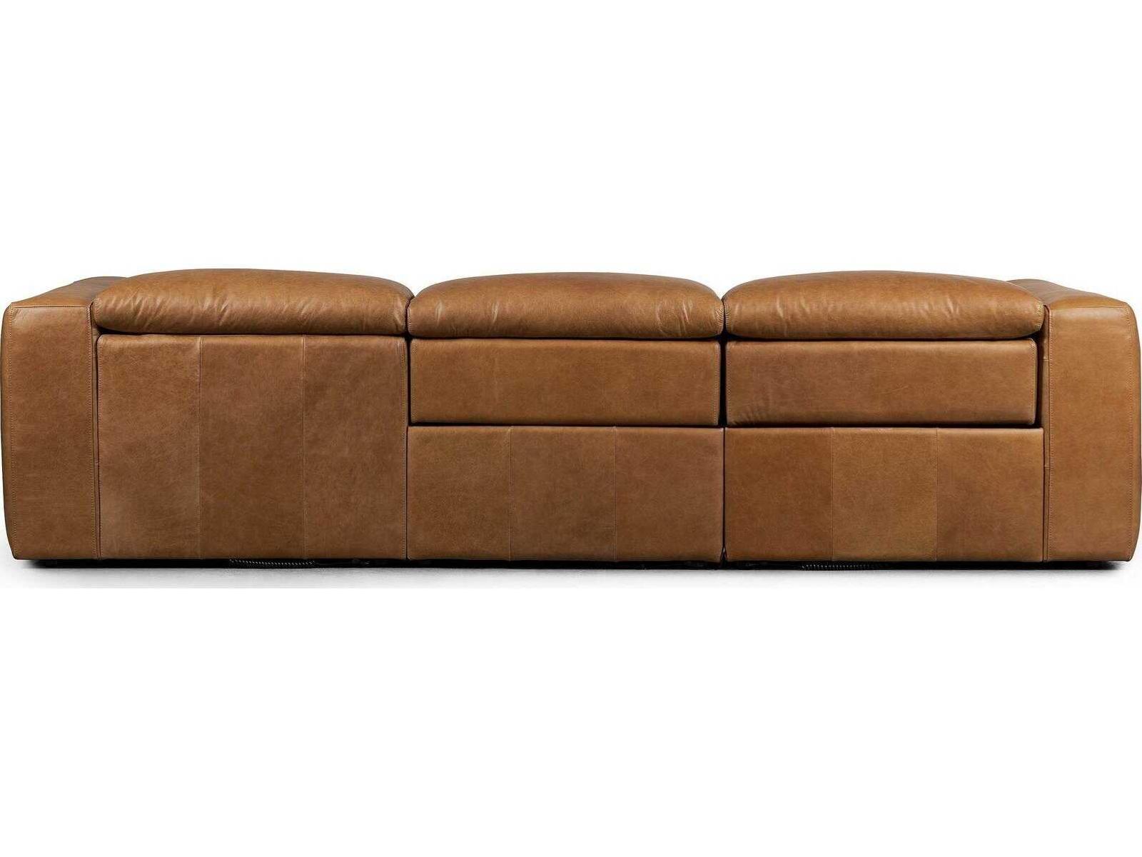 Norwood Radley 3-Piece Power Recliner Sectional Sofa with RAF Chaise in Sonoma Butterscotch Leather