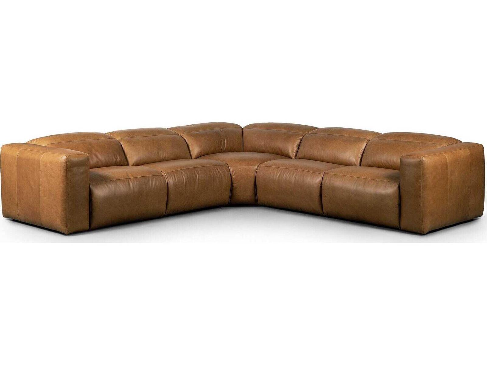 Radley 5-Piece Modular Top-Grain Leather Power Reclining Sectional in Sonoma Butterscotch