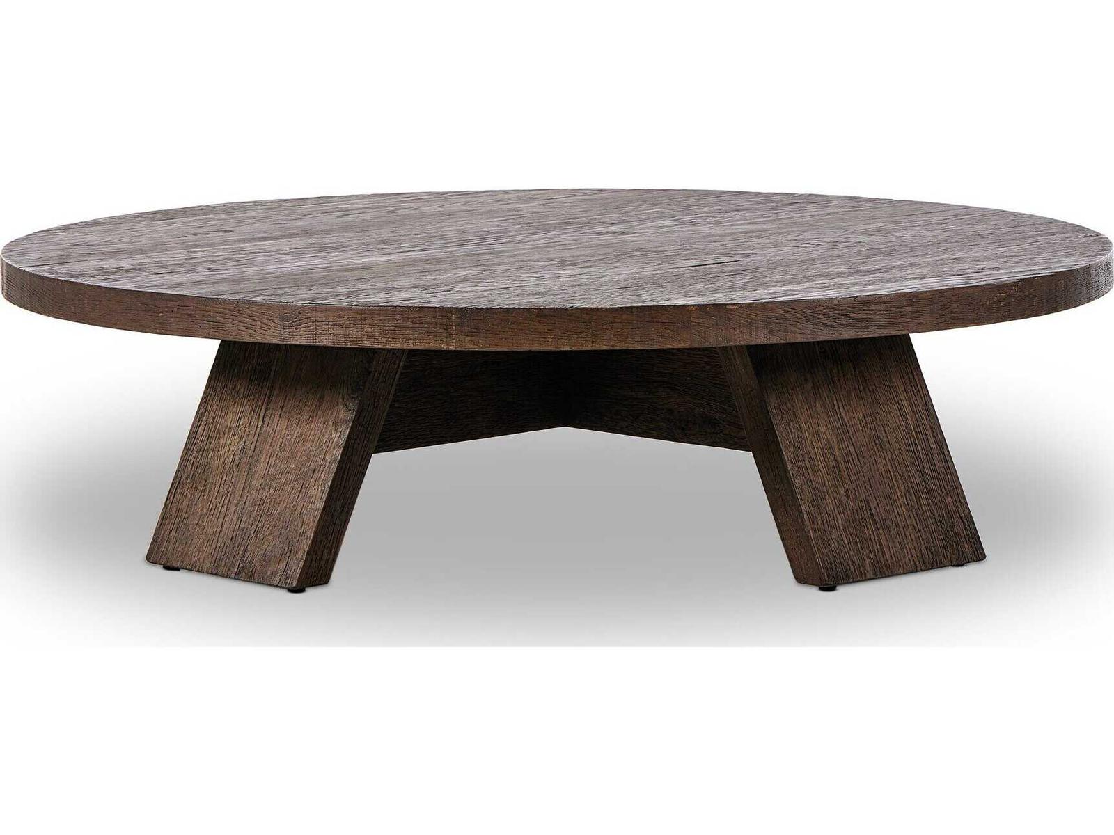 Irondale Round Resawn Oak Coffee Table Ashen Oak Resawn