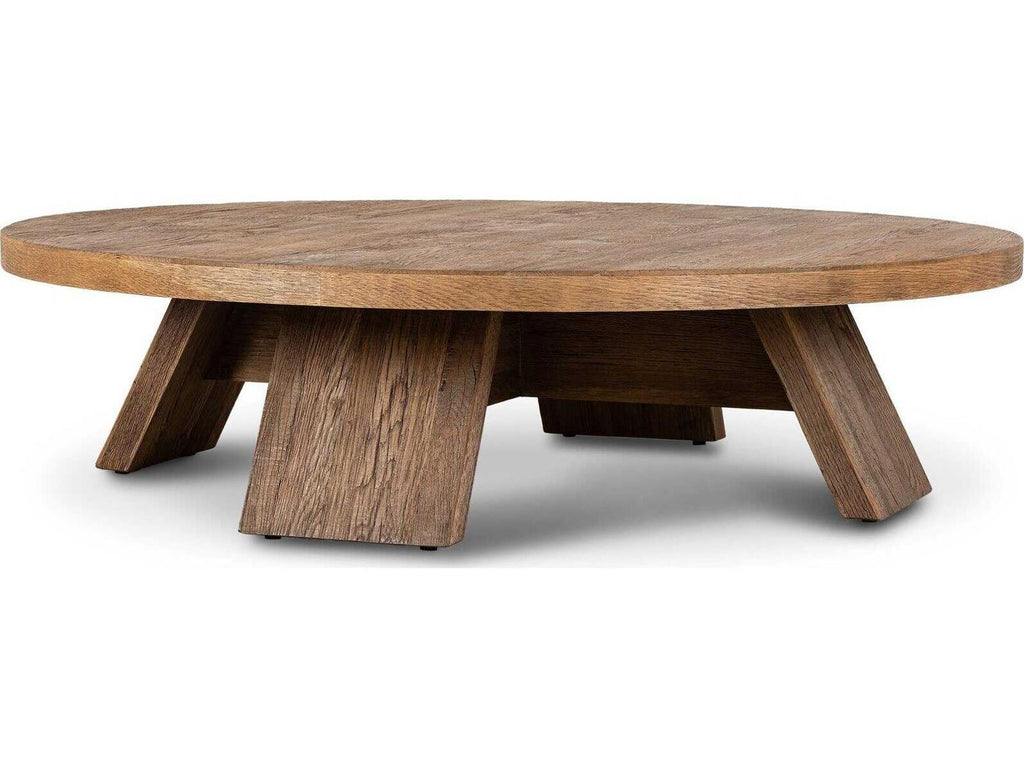 Irondale Sparrow Round Coffee Table Washed Old Oak Resawn