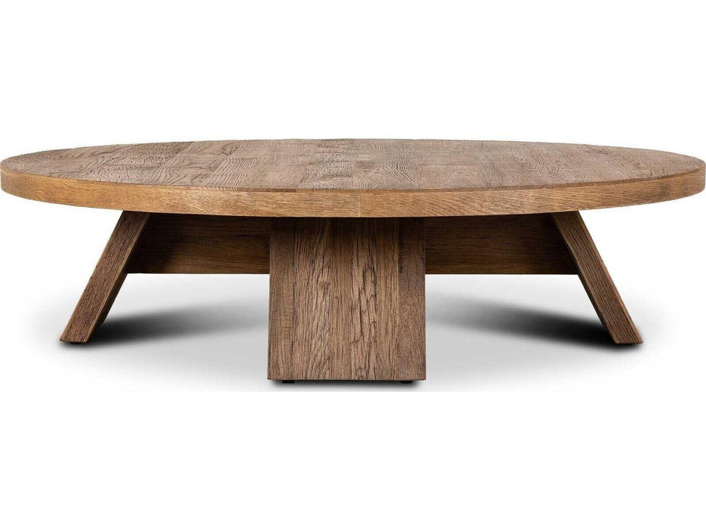 Irondale Sparrow Round Coffee Table Washed Old Oak Resawn