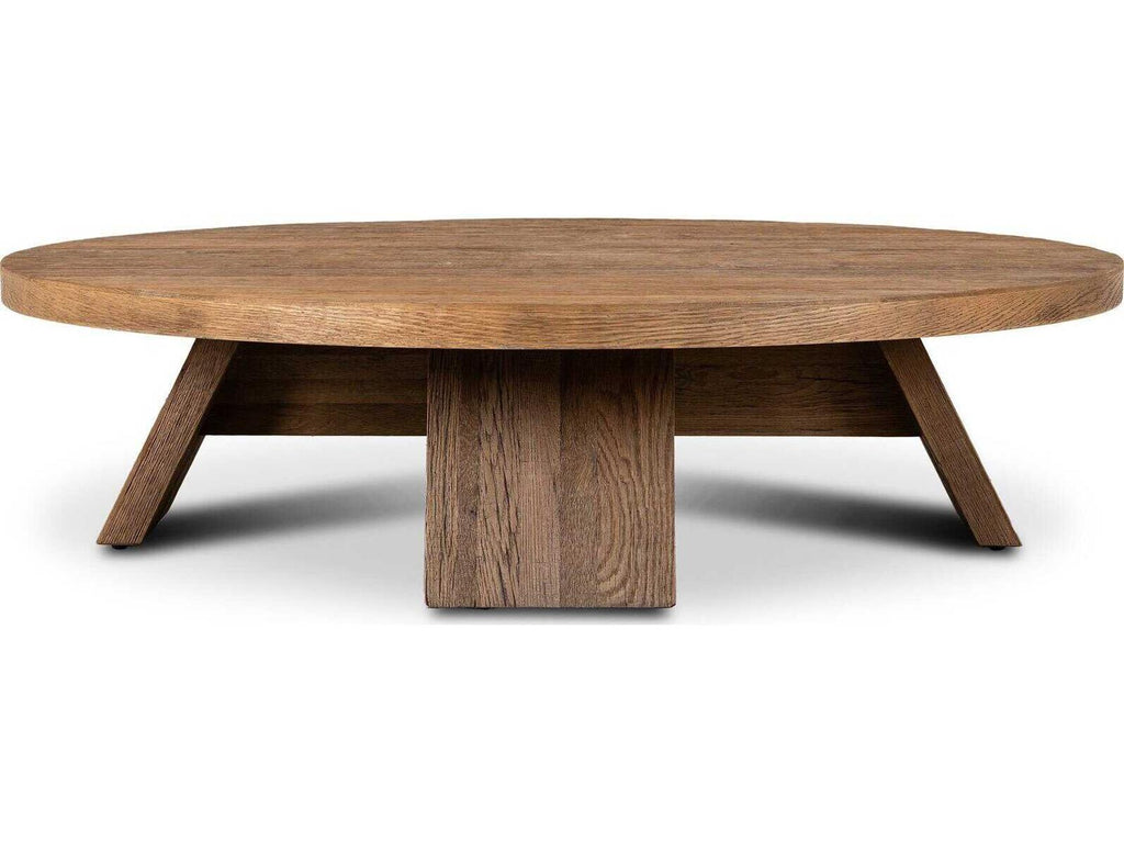 Irondale Sparrow Round Coffee Table Washed Old Oak Resawn