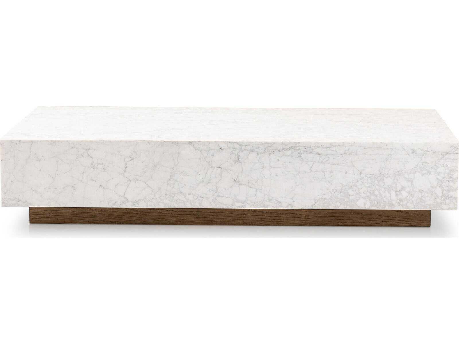 Hughes Masera Rectangular Coffee Table in White Carrara Marble