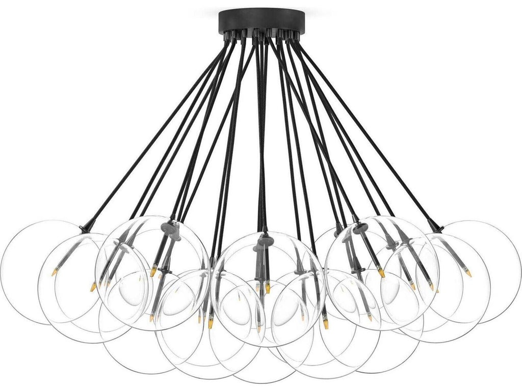 Four Hands Schwung Cloud 19-Light Chandelier in Black Gunmetal with Clear Glass