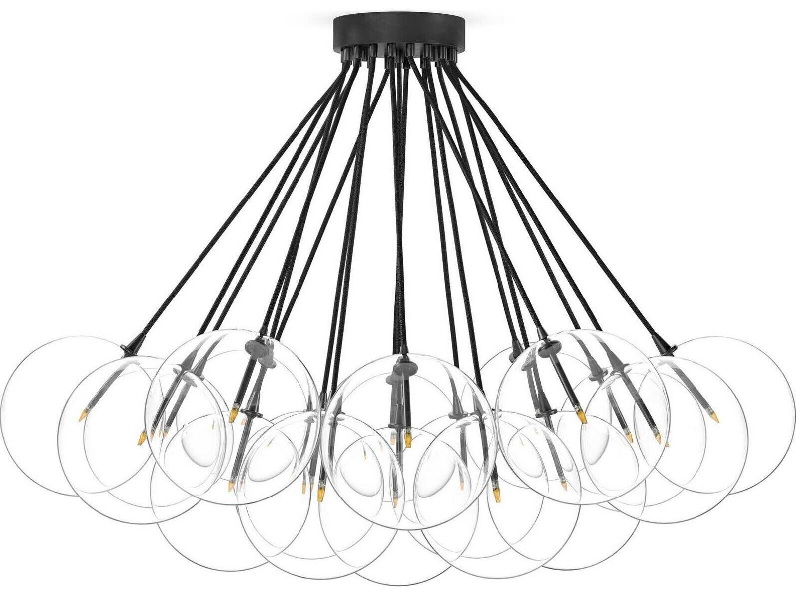 Four Hands Schwung Cloud 19-Light Chandelier in Black Gunmetal with Clear Glass