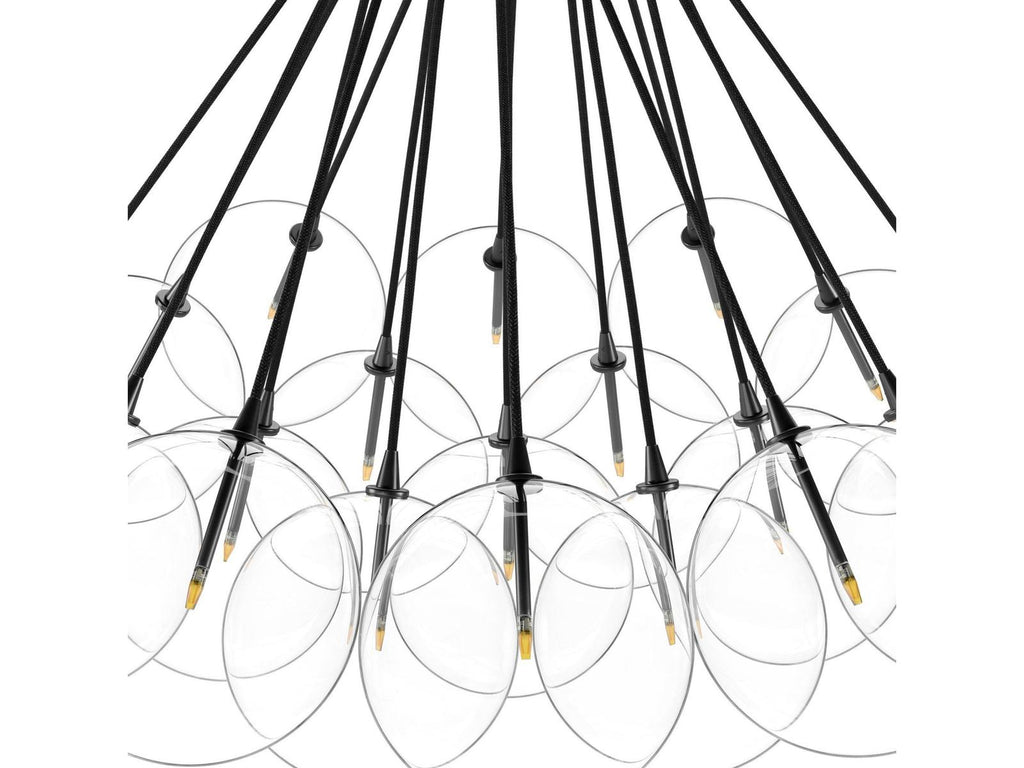 Four Hands Schwung Cloud 19-Light Chandelier in Black Gunmetal with Clear Glass