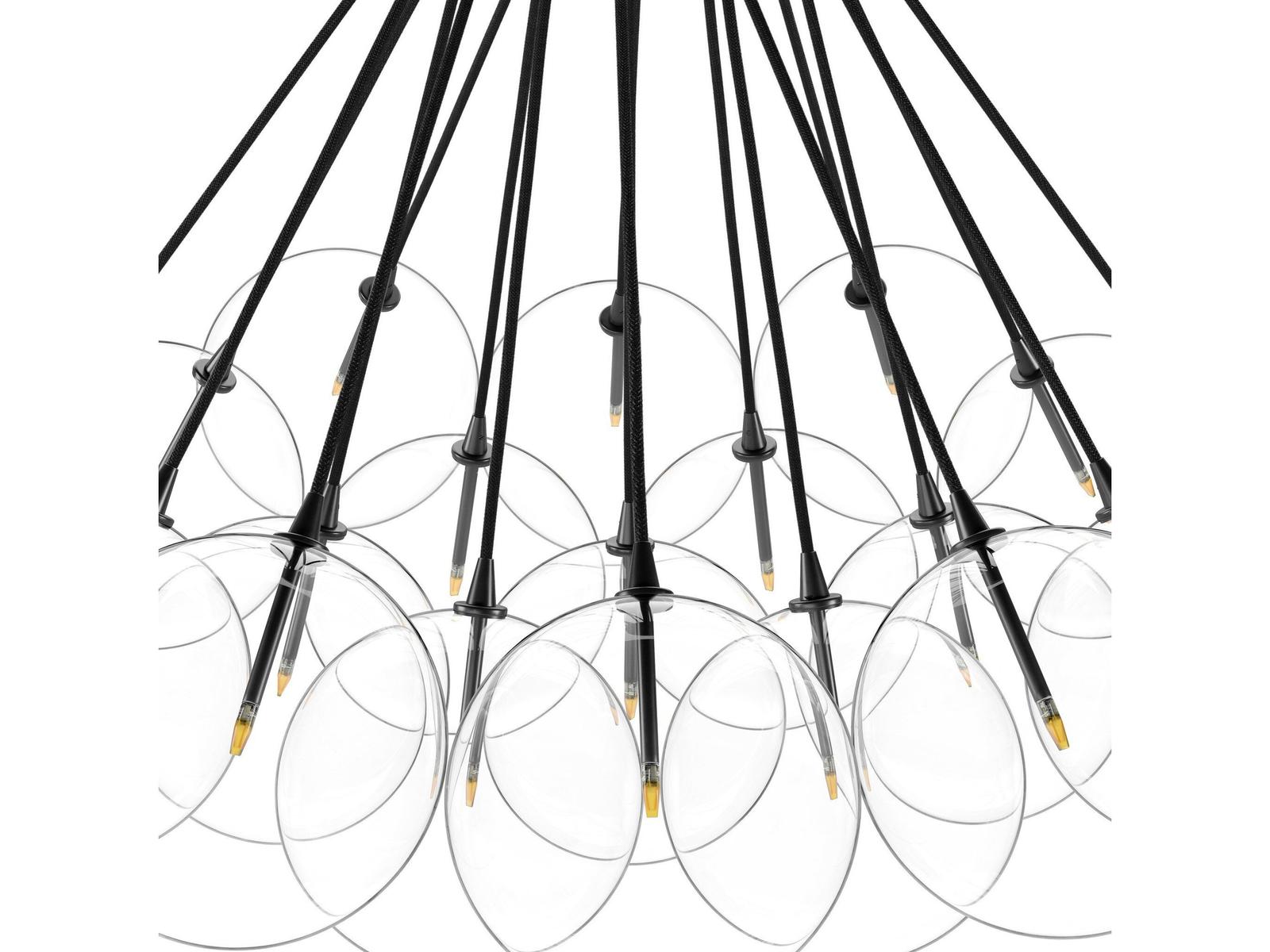 Four Hands Schwung Cloud 19-Light Chandelier in Black Gunmetal with Clear Glass