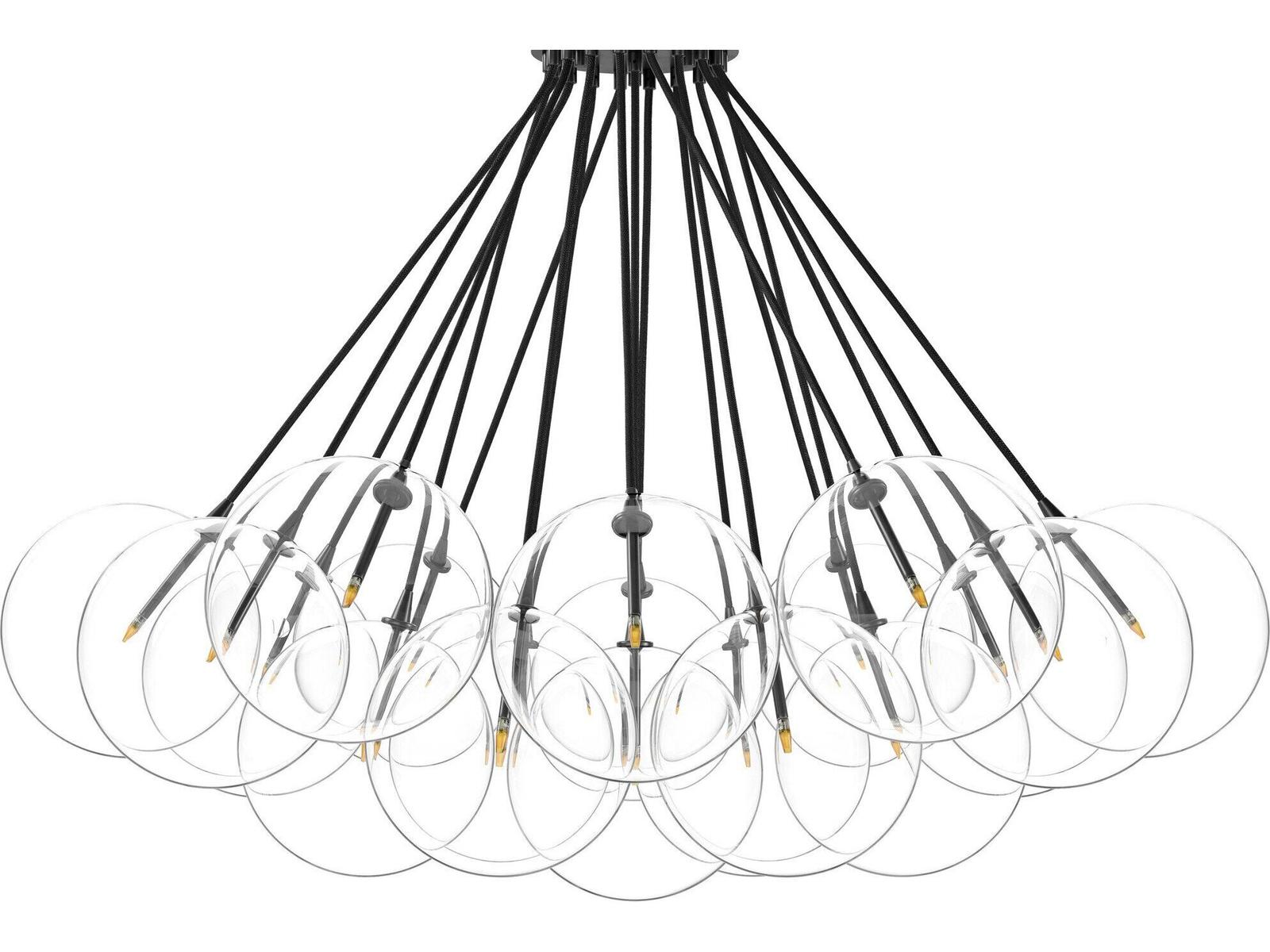 Four Hands Schwung Cloud 19-Light Chandelier in Black Gunmetal with Clear Glass