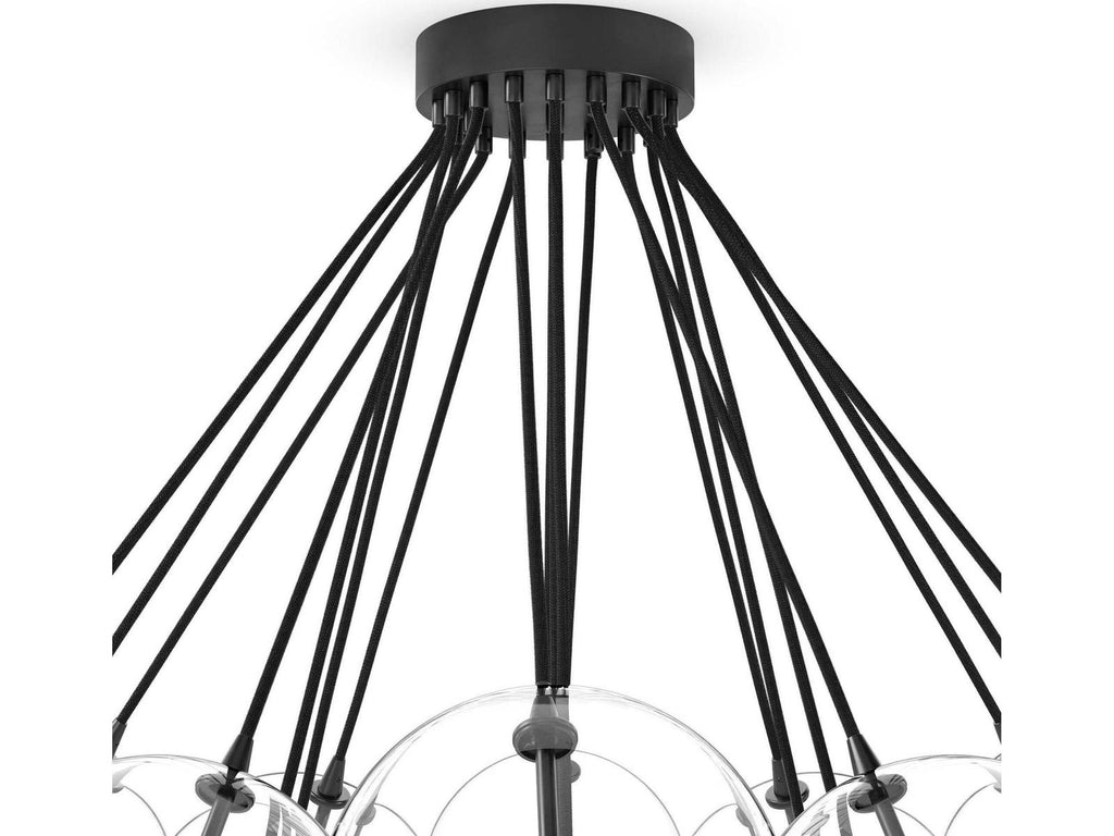 Four Hands Schwung Cloud 19-Light Chandelier in Black Gunmetal with Clear Glass