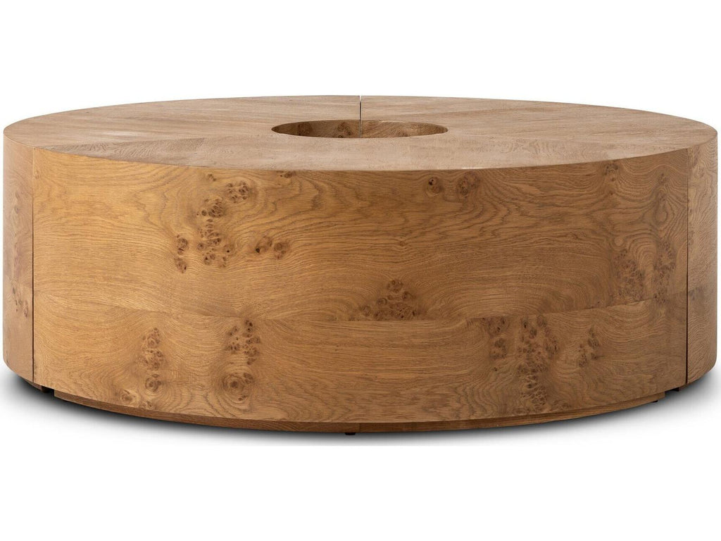 Collins Round Wood Coffee Table in Barley Medium Burl Oak