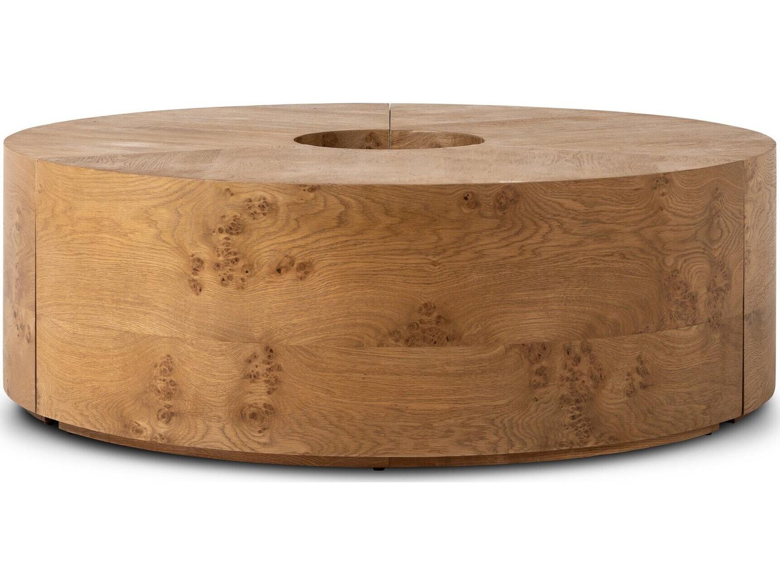 Collins Round Wood Coffee Table in Barley Medium Burl Oak