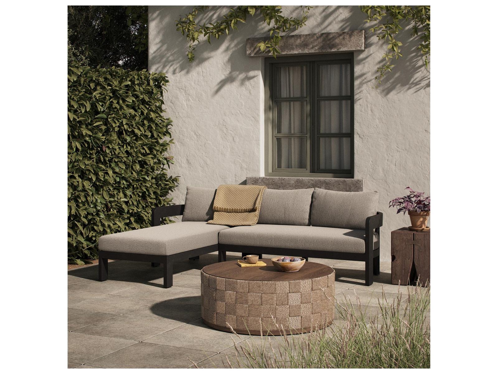 Pembrook 2-Piece Modular Outdoor Sectional Sofa in Concha Fog Olefin