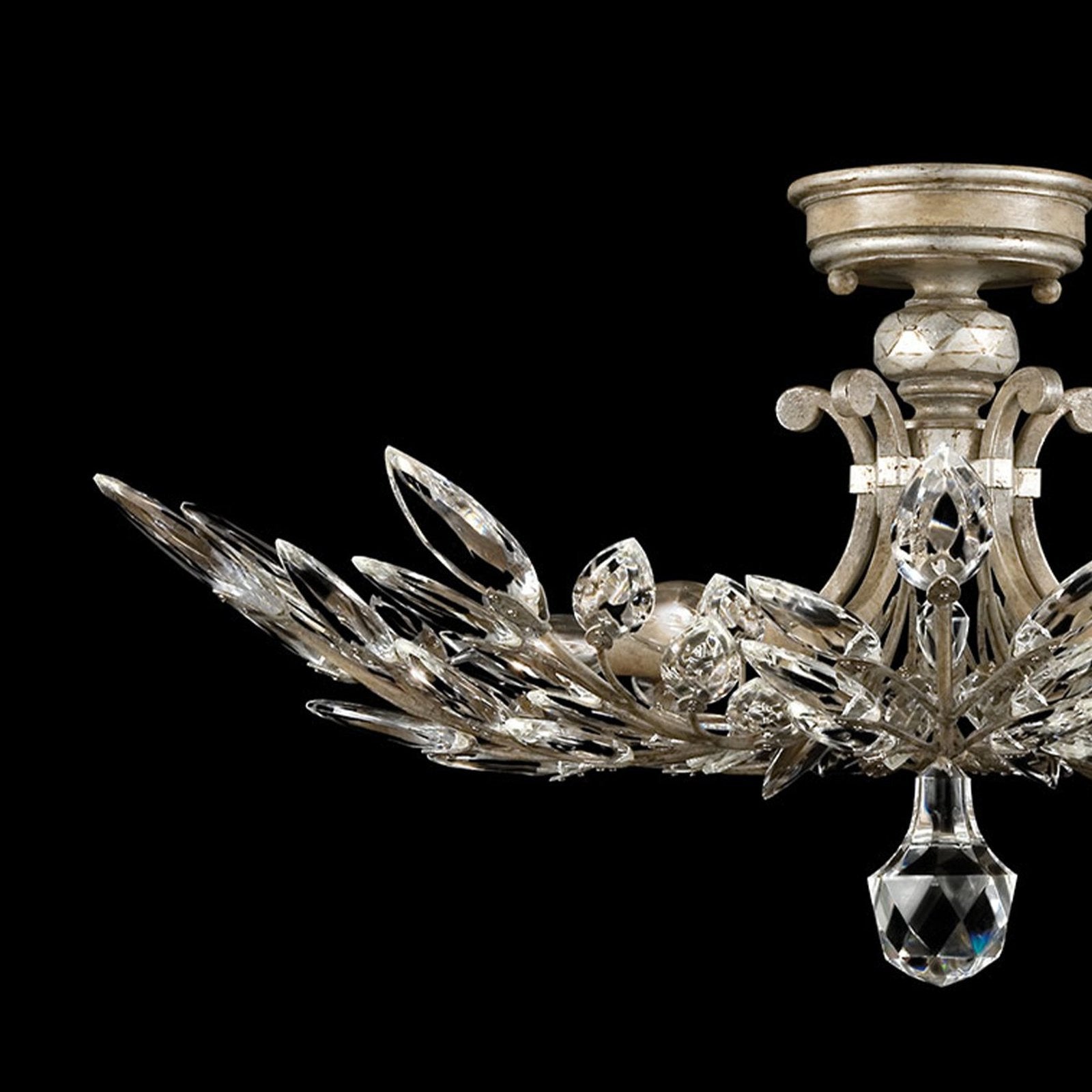 Fine Art Crystal Laurel 28" Round Semi Flush Mount