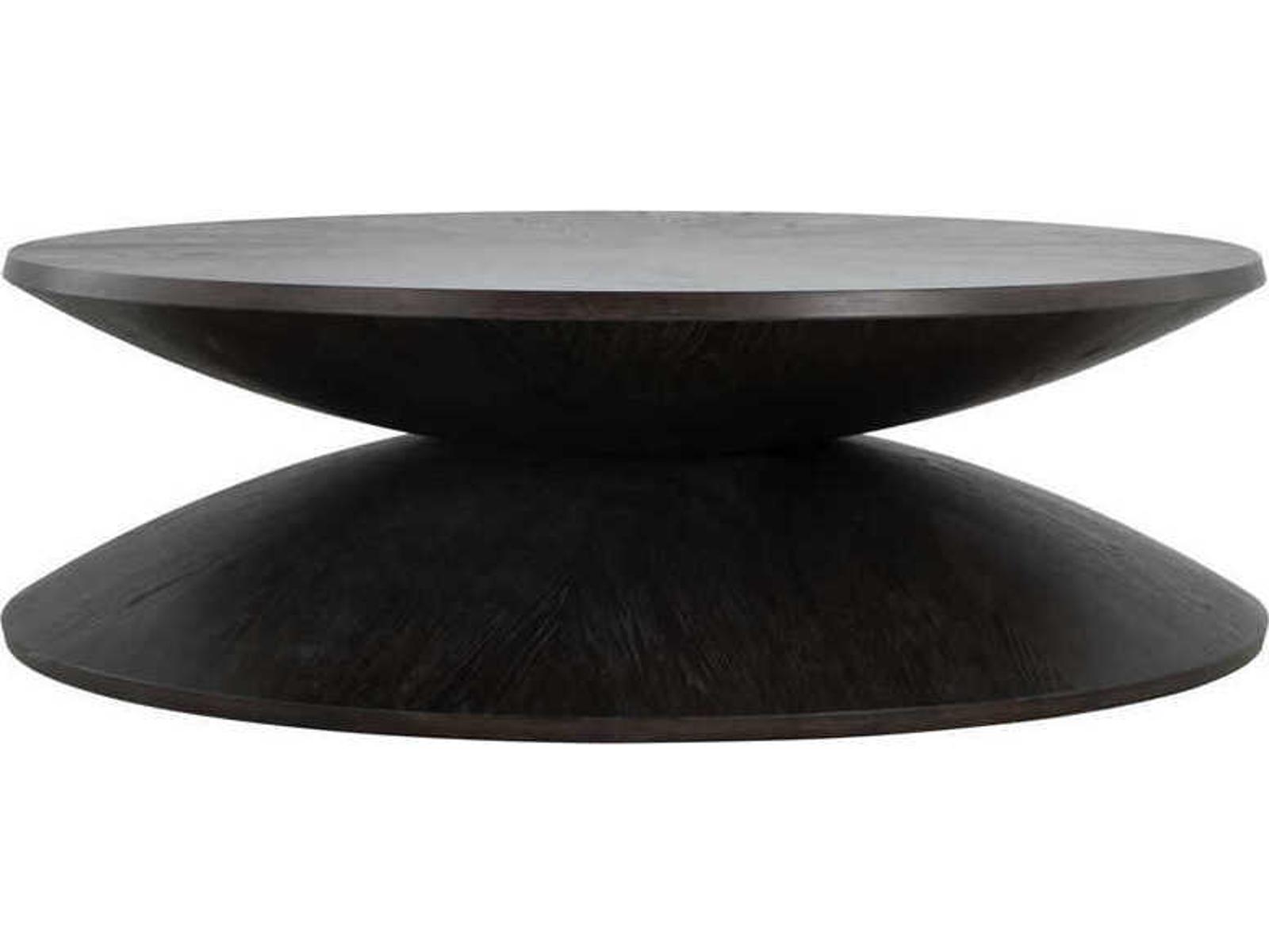 Reid Round Coffee Table in Cerused Forest Black Wood