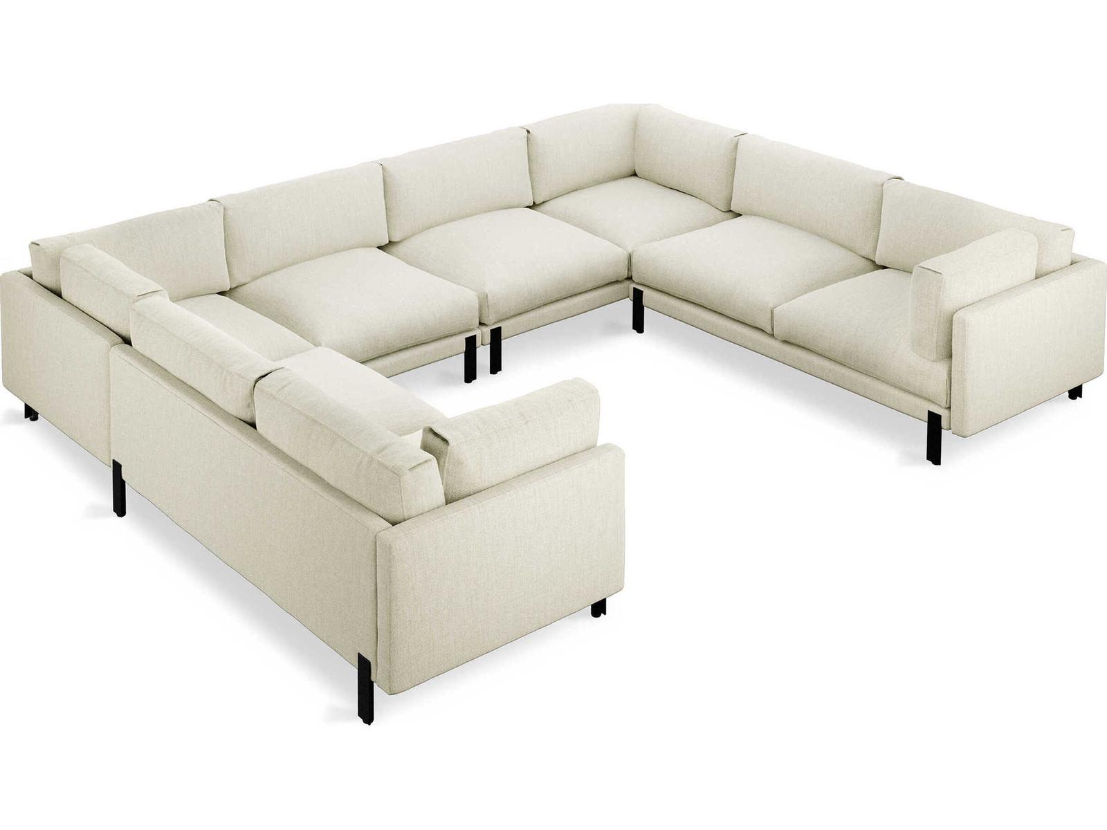 Silverlake 8-Seat U-Shaped White Fabric Sectional Sofa