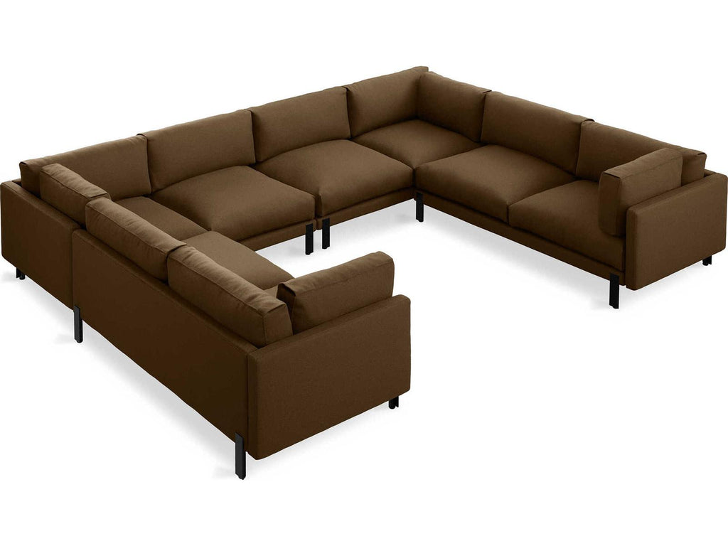 Silverlake U-Shaped Modular Fabric Sectional Sofa in Brown