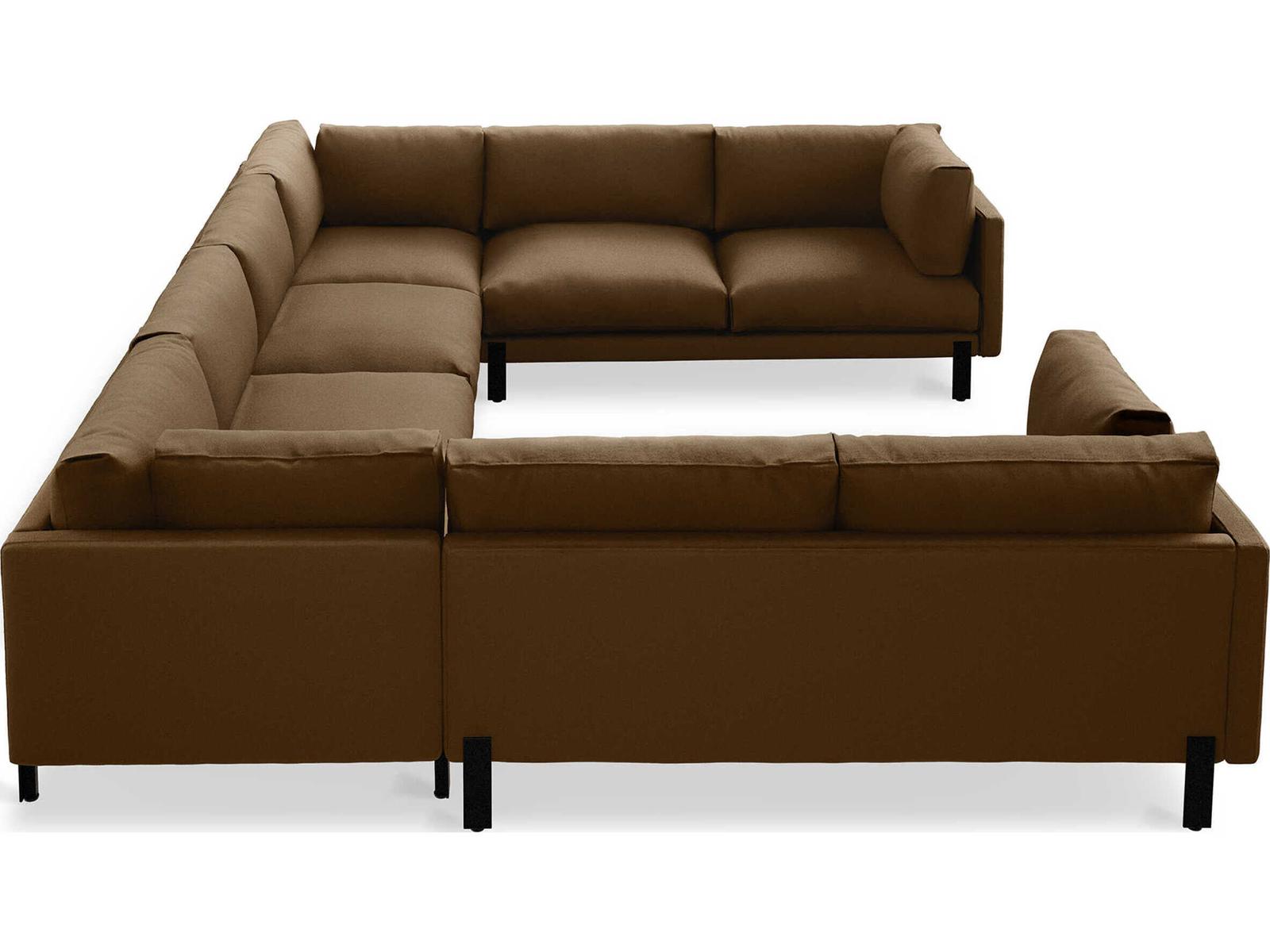 Silverlake U-Shaped Modular Fabric Sectional Sofa in Brown
