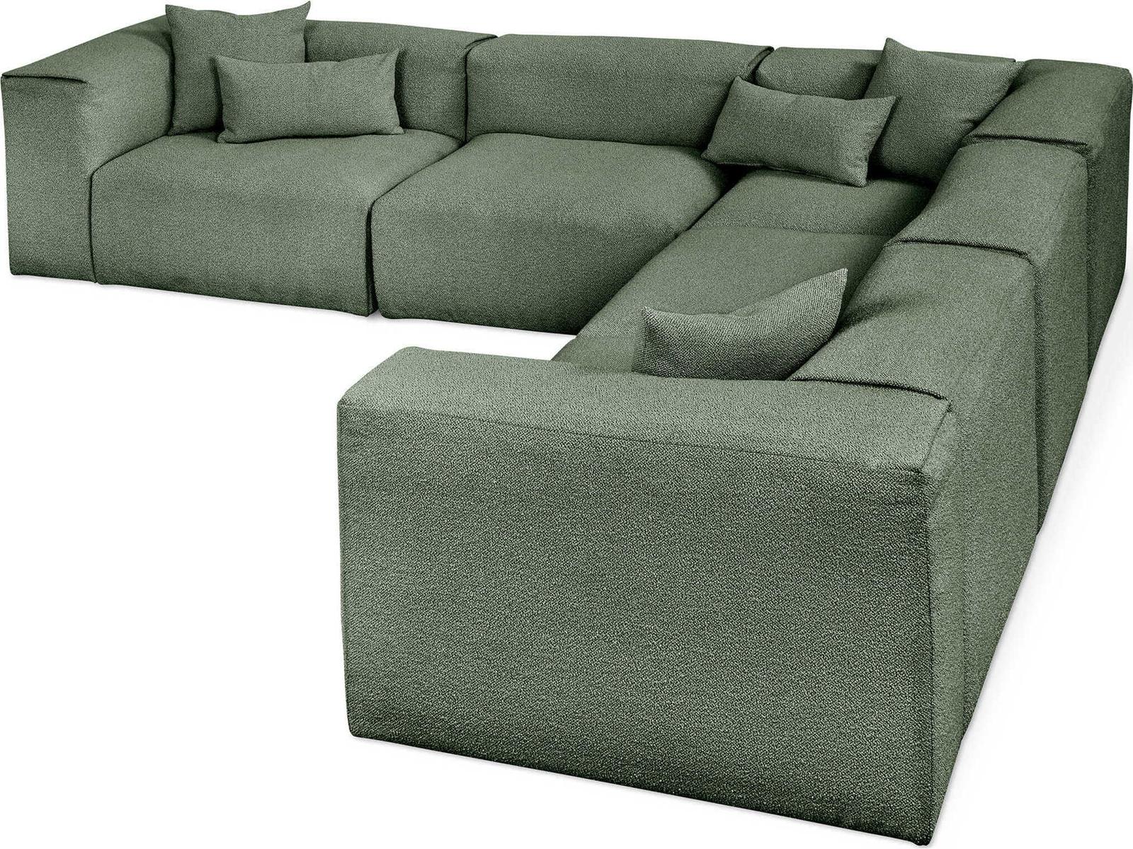 Nest 5-Piece Modular Boucle Sectional Sofa in Morris Pine Green