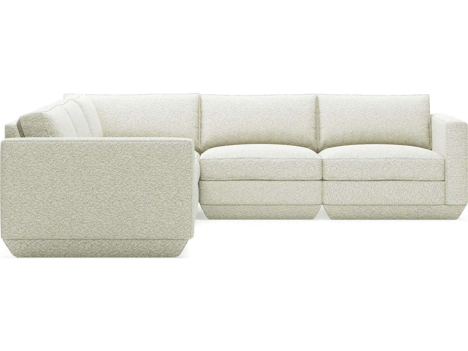 Podium Modular Sectional Sofa in White Cocoon Pearl Fabric