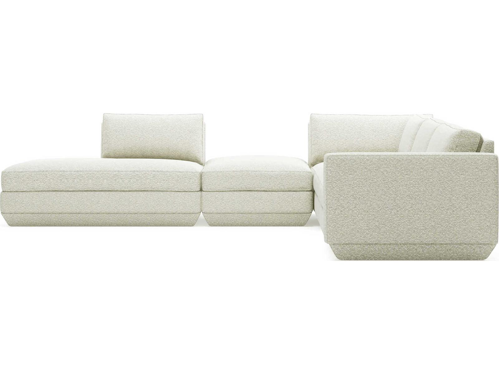 Podium 5-Piece Modular Sectional Sofa in White COPFOS Fabric Left Facing