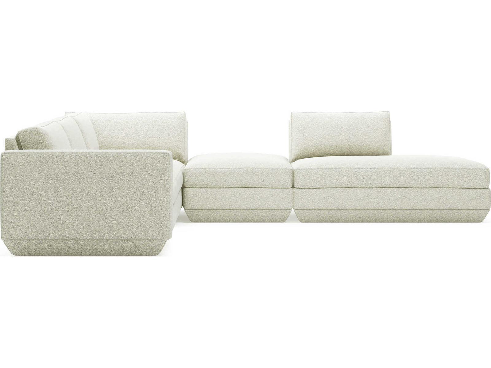 Podium 5-Piece Modular Right Facing Performance Fabric Sectional in White