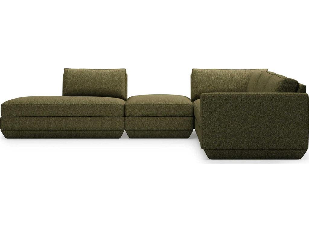 Podium 5-Piece Corner Modular Sectional Sofa Green Performance Fabric
