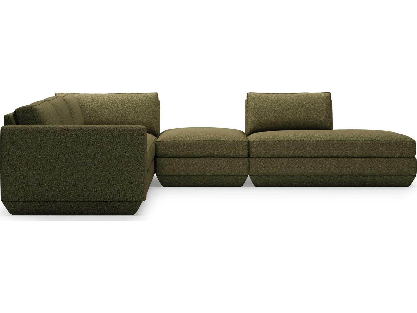 Podium 5-Piece Modular Upholstered Sectional Sofa in Podium Green