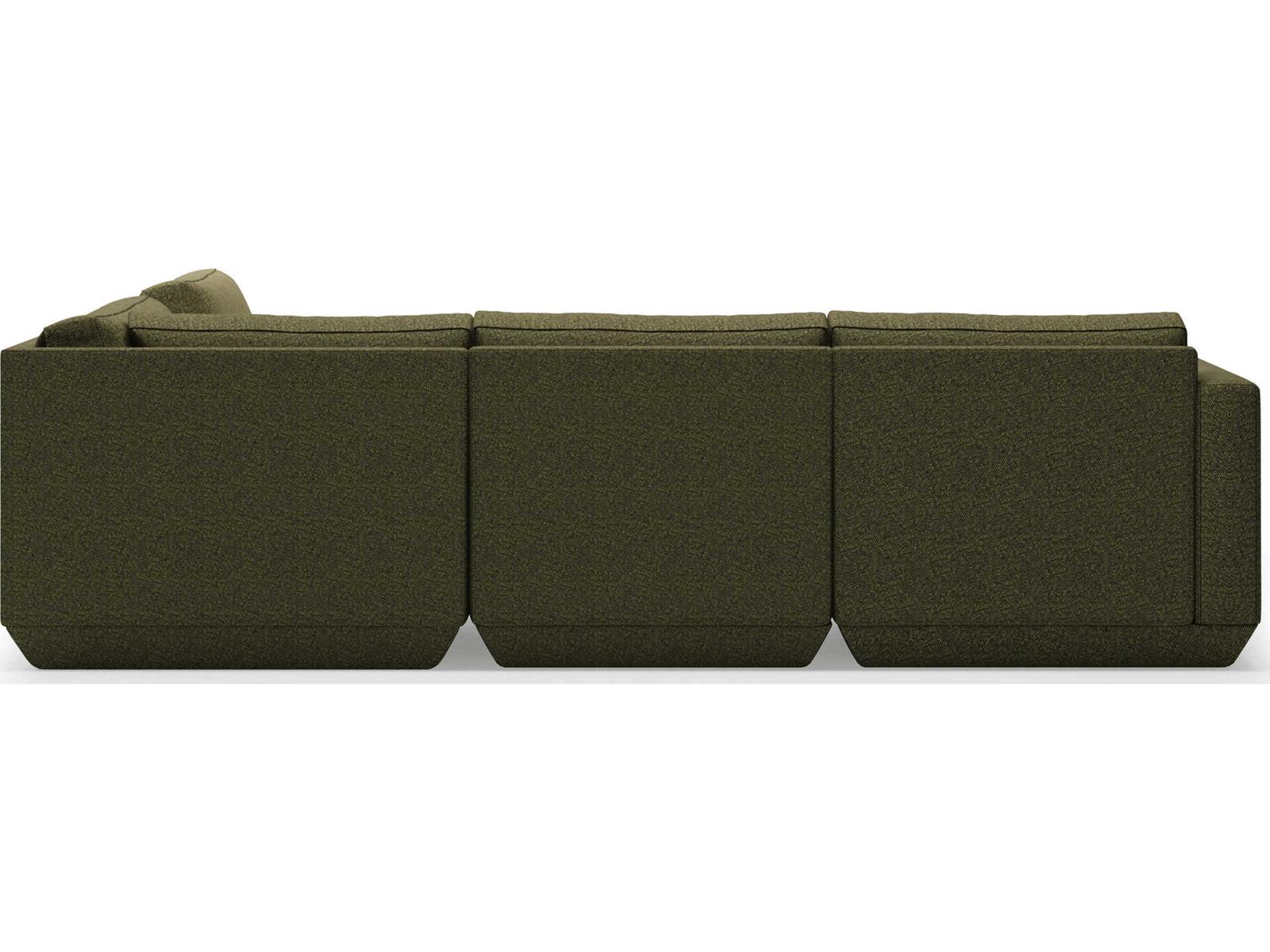 Podium 5-Piece Modular Upholstered Sectional Sofa in Podium Green