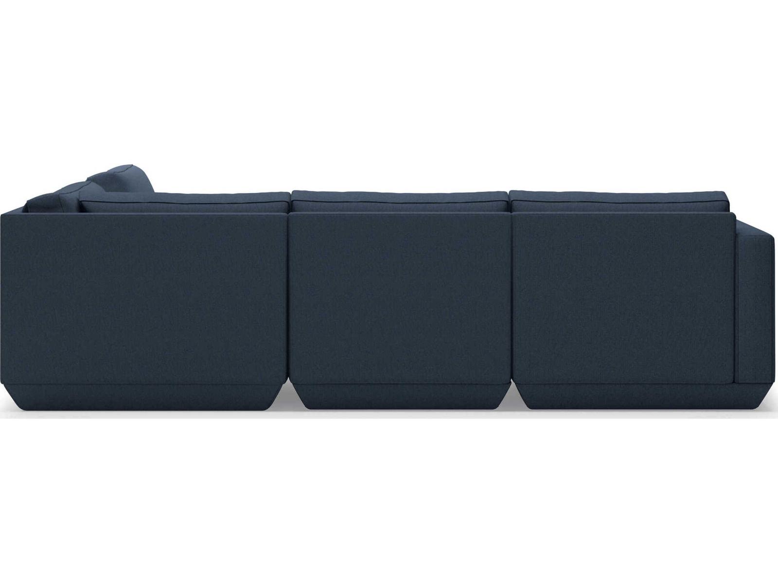 Podium 5-Piece Modular Upholstered Sectional Sofa in Hanson Navy Right-Facing
