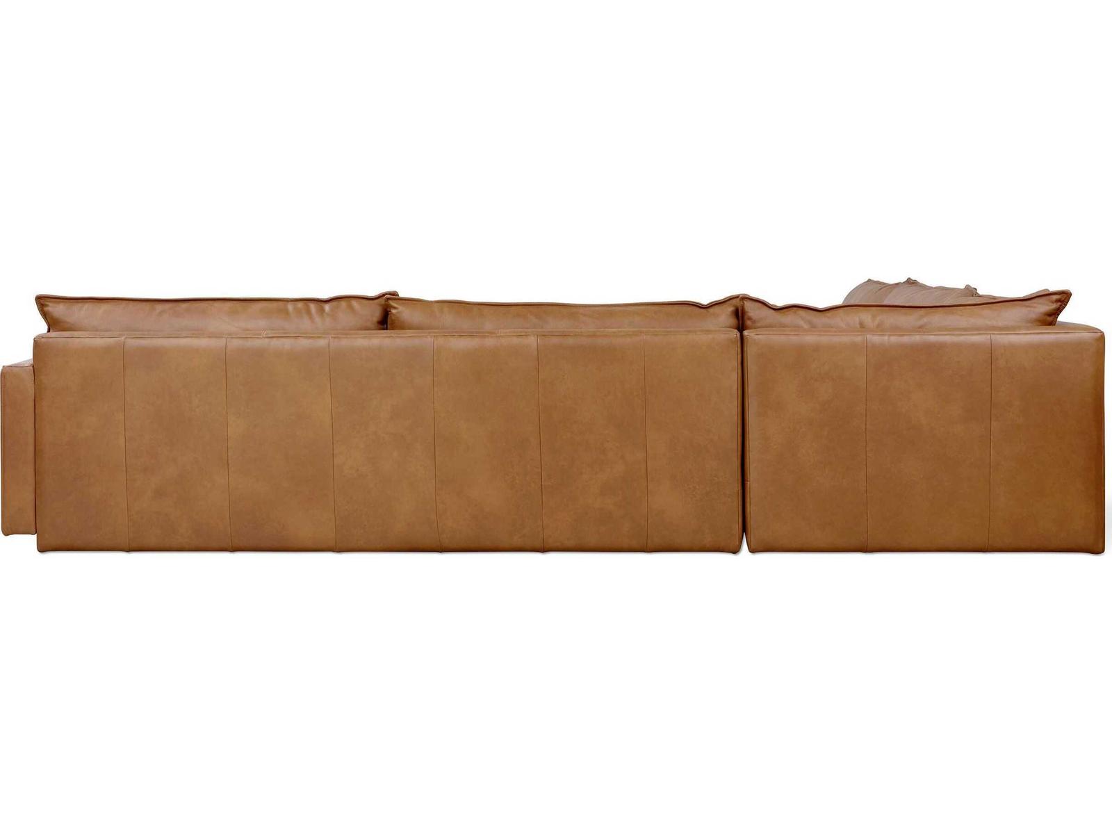 Sola L-Shape Leather Sectional Sofa in Raleigh Chestnut Brown