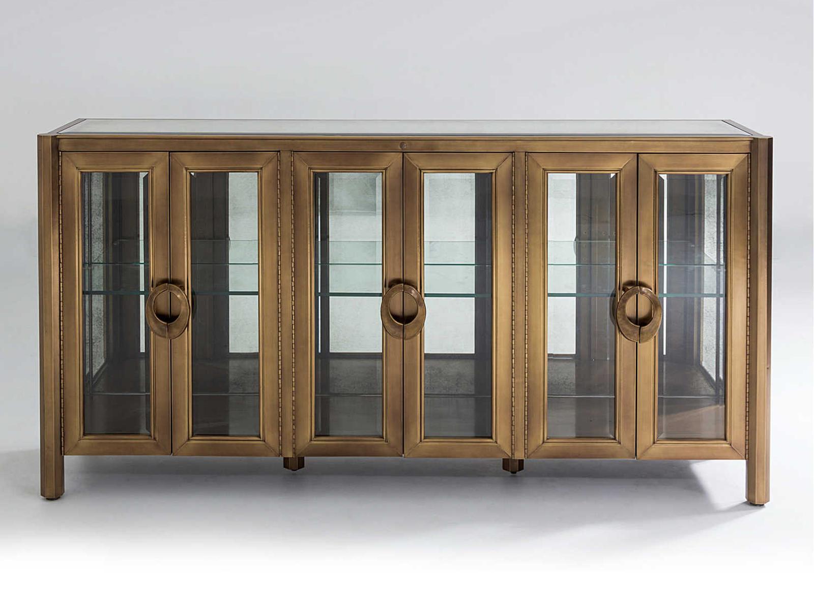 72 Inch Poplar Wood Dark Brass Sideboard
