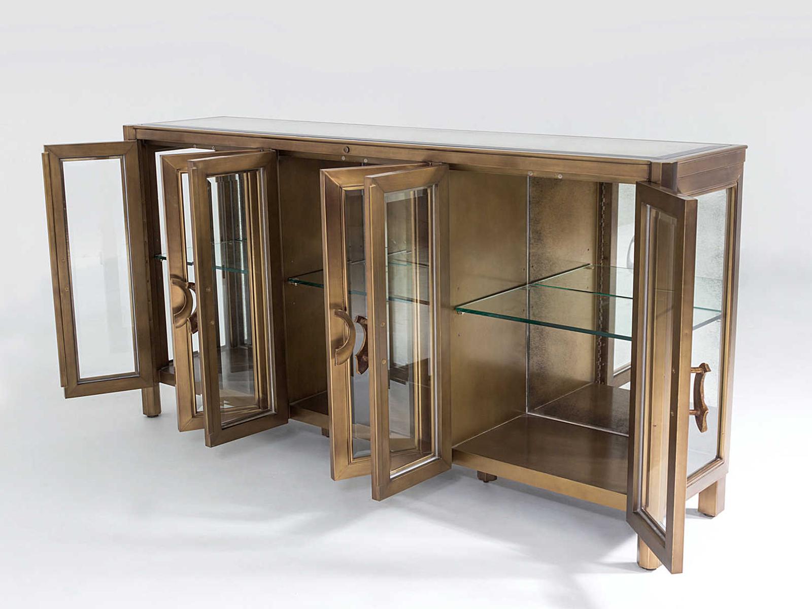 72 Inch Poplar Wood Dark Brass Sideboard