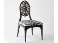 Zebra Upholstered Dining Side Chair in Matte Black Lacquer