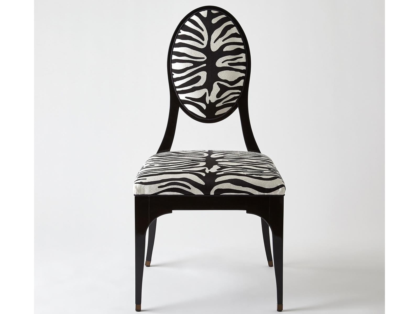 Zebra Upholstered Dining Side Chair in Matte Black Lacquer