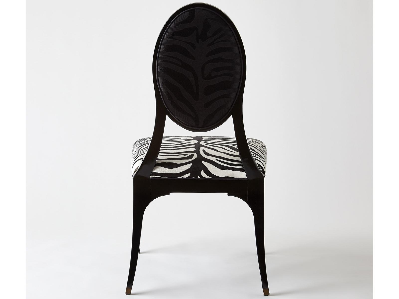 Zebra Upholstered Dining Side Chair in Matte Black Lacquer