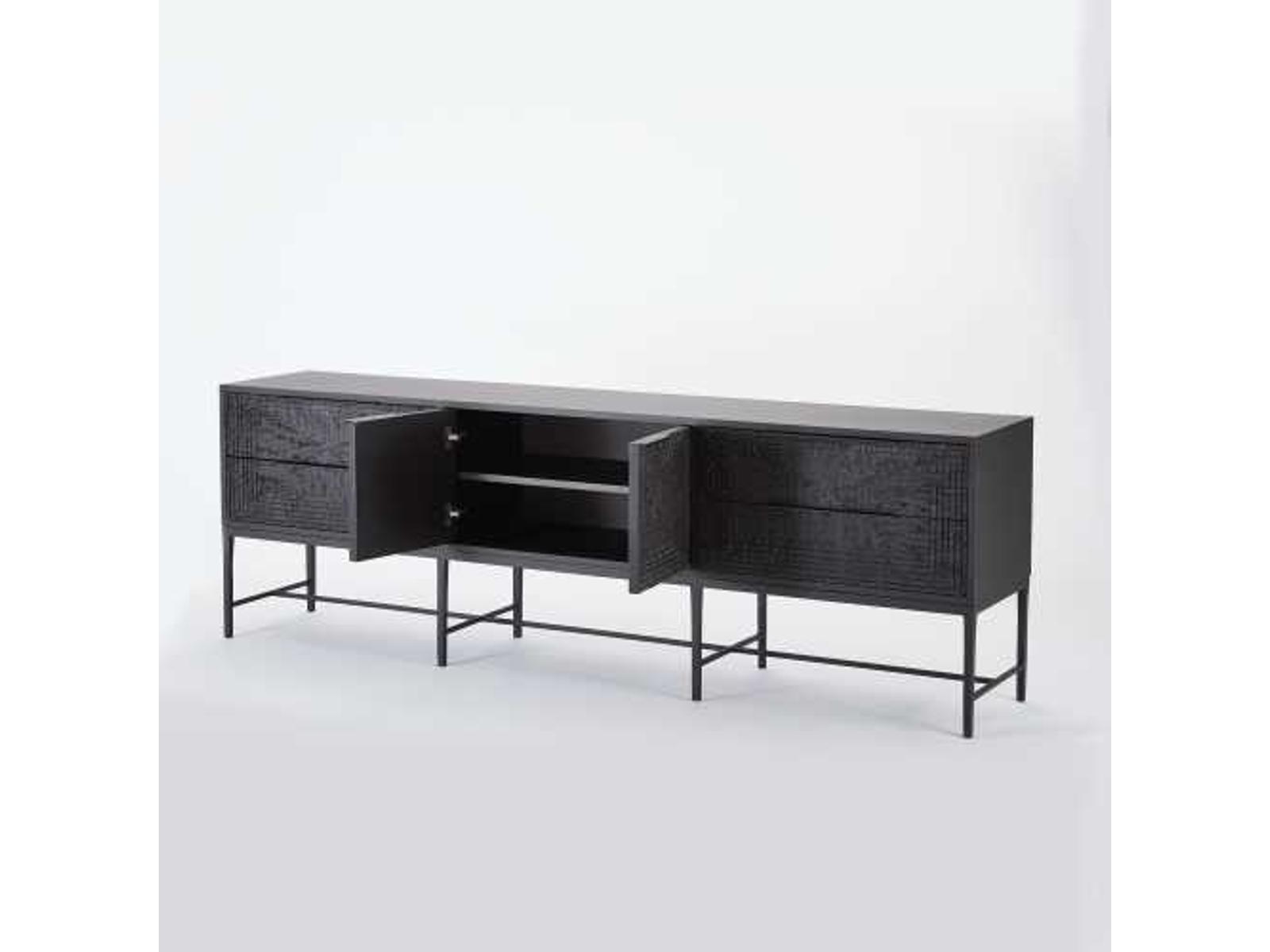 Kyoto 86-Inch Black Gmelina Wood Media Cabinet