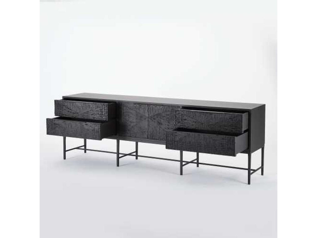 Kyoto 86-Inch Black Gmelina Wood Media Cabinet
