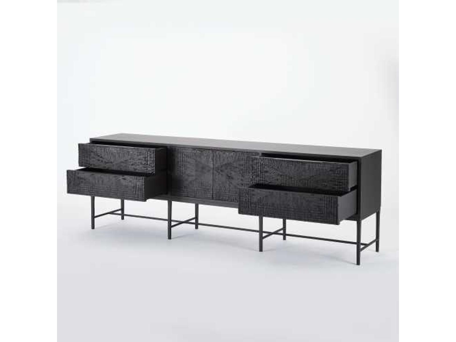Kyoto 86-Inch Black Gmelina Wood Media Cabinet