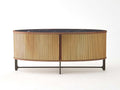 Cabriolet 70-Inch Walnut Wood Media Console with Gold Leaf and Gunmetal Accents