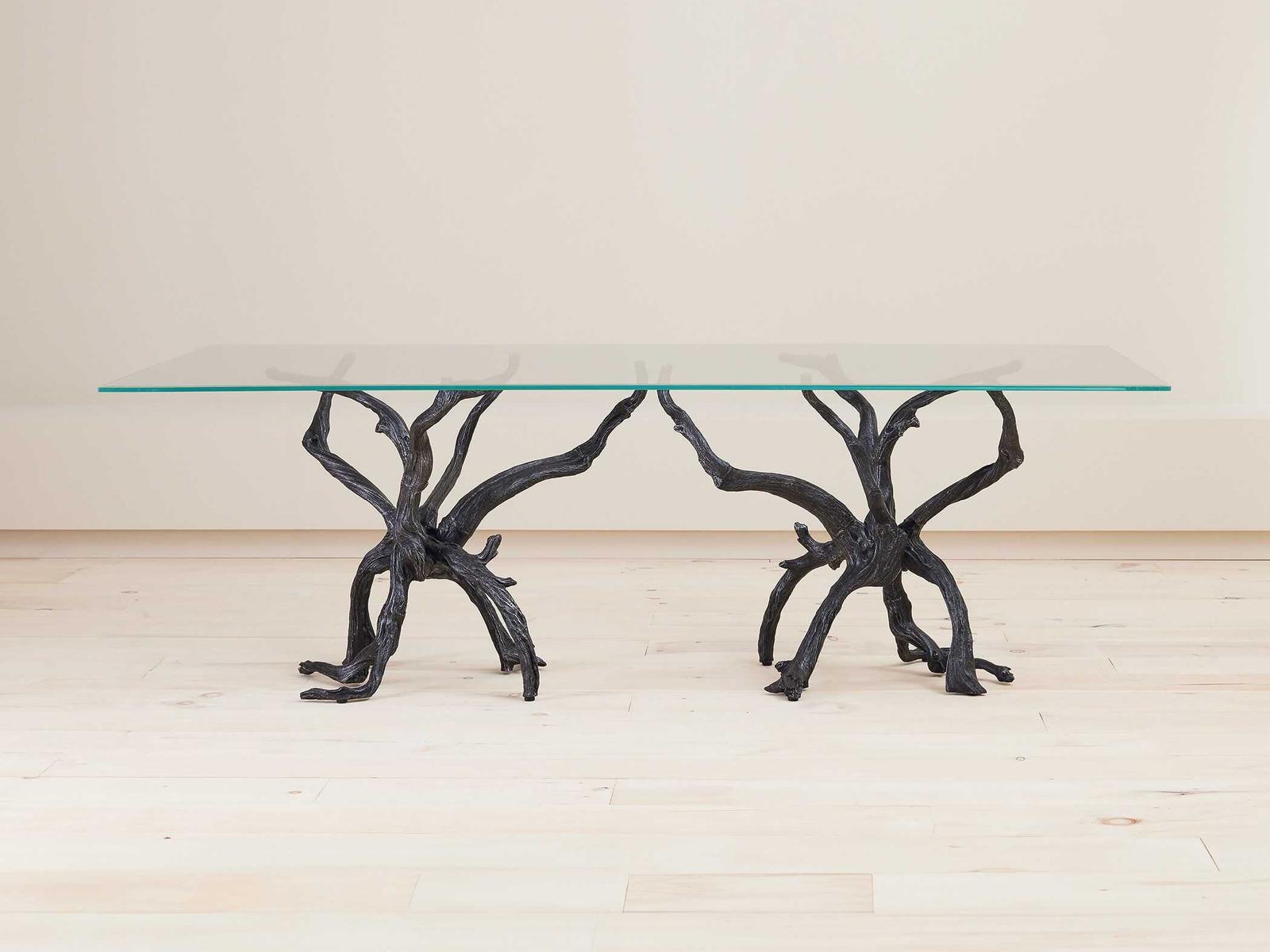 Monterey 96-Inch Rectangle Dining Table Natural Iron and Glass