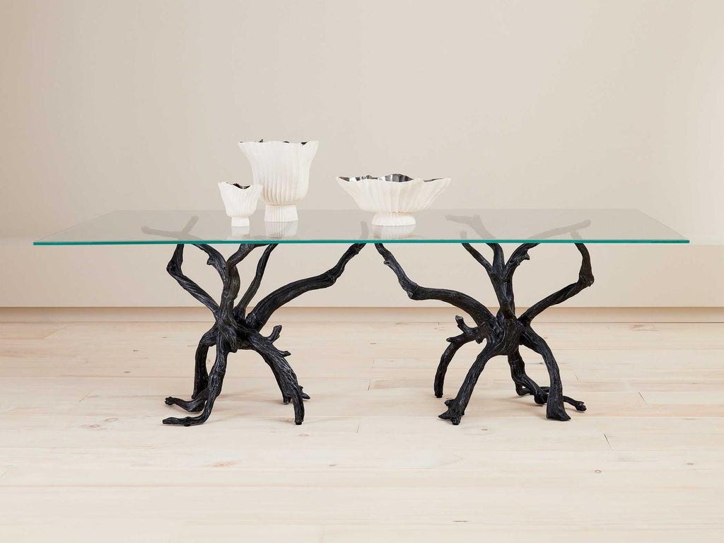 Monterey 96-Inch Rectangle Dining Table Natural Iron and Glass