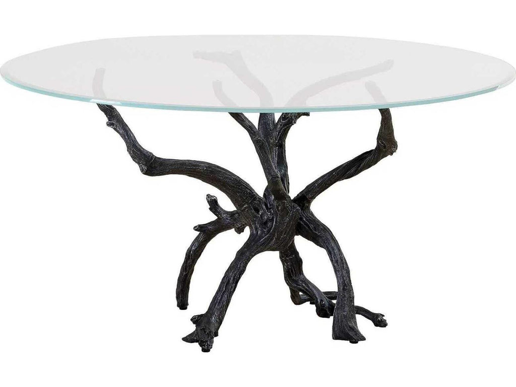 Monterey Round 60-Inch Glass Top Dining Table in Natural Iron