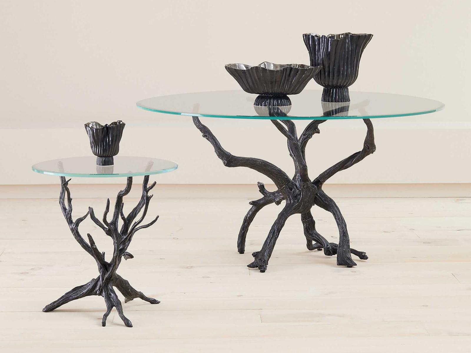 Monterey Round 60-Inch Glass Top Dining Table in Natural Iron