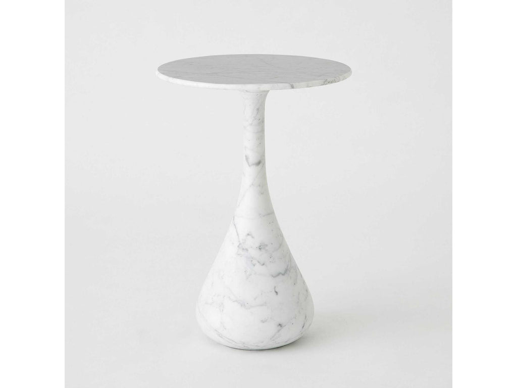 Dea Round Marble Grey White End Table