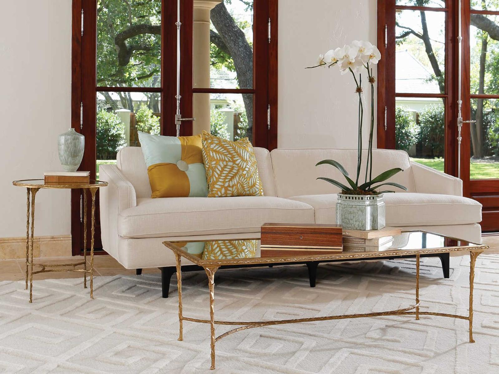 Organic Rectangle Coffee Table in Burnished Brass with Mirrored Top