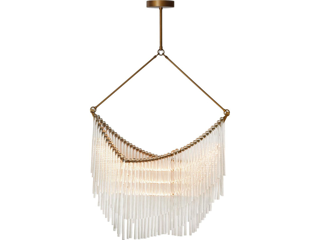 Global Views Draped Plated Hand Ed Antiqued Bronze Linear Chandelier