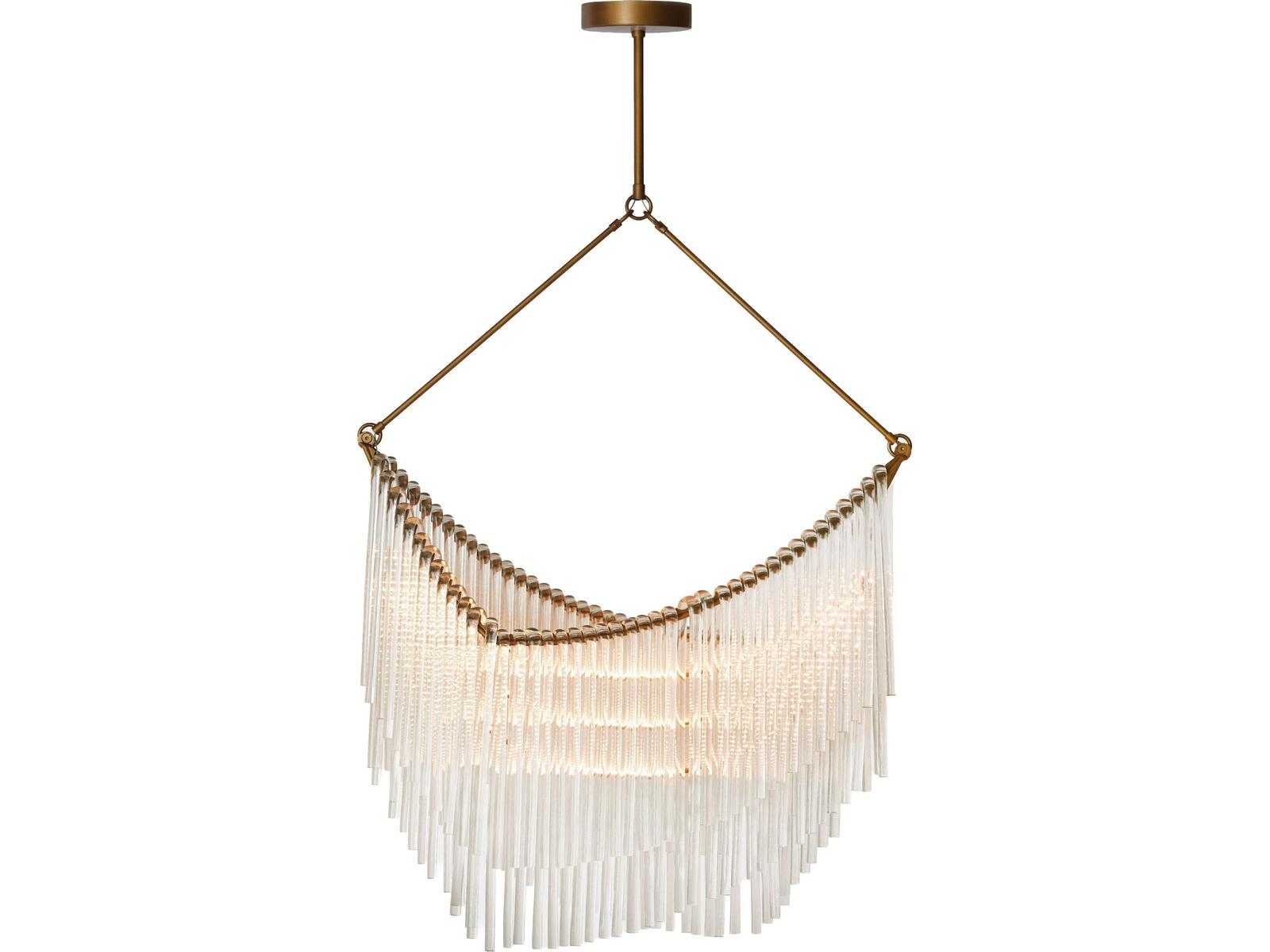 Global Views Draped Plated Hand Ed Antiqued Bronze Linear Chandelier