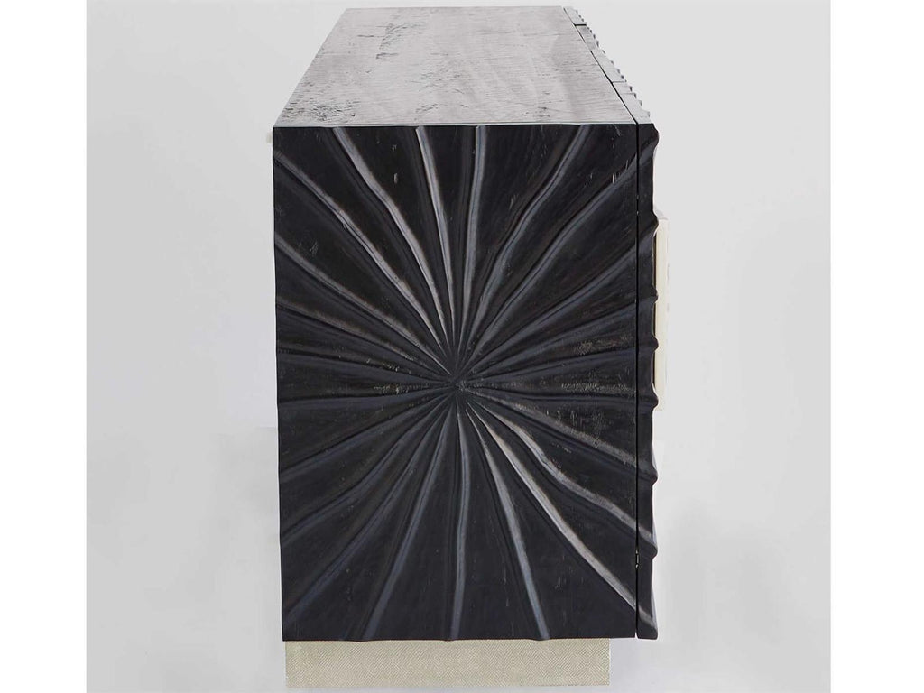 Pleated Media Sideboard in Black Onyx Pine Wood with Black Nickel